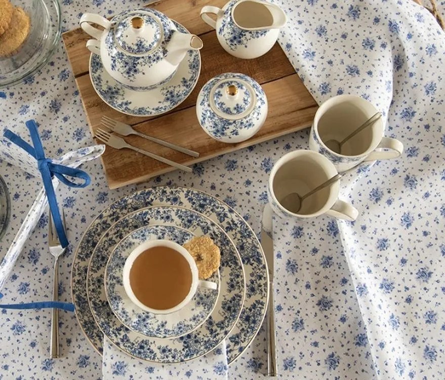 Bavlnený obrus s modrými ružičkami Blue Rose Blooming - 100*100 cm