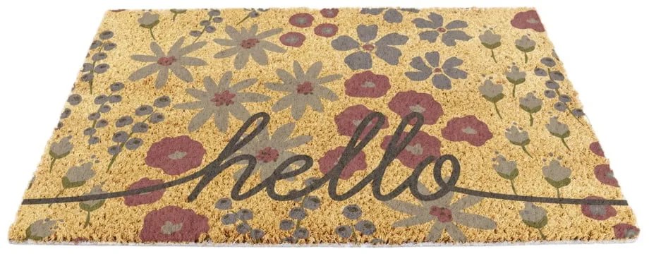 Rohožka z kokosového vlákna 40x60 cm Hello Scribbly Floral – Artsy Doormats