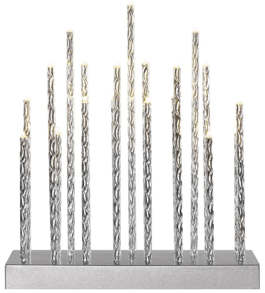 Emos Elektrický svietnik, napájanie: batériové, 19 LED diód, strieborný