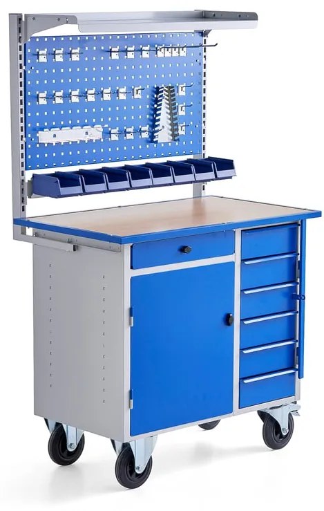 Pracovný stôl FLEX, mobilný, 7 zásuviek