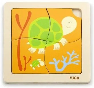 Viga Drevené puzzle 4 diely - korytnačka