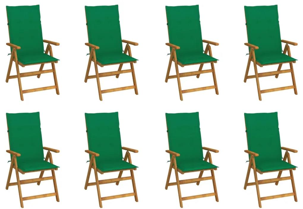 Skladacie záhradné stoličky s podložkami 8 ks akáciový masív