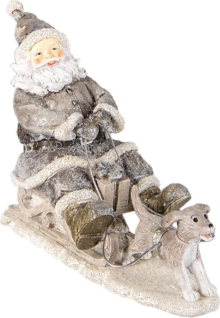 Dekoratívne soška Santy na saniach s psíkom - 24 * 8 * 16 cm