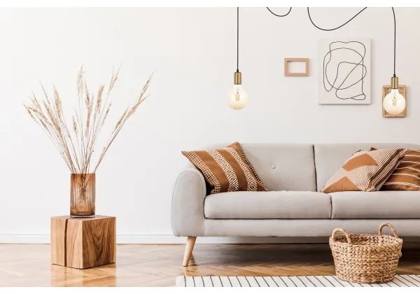 Luster na lanku MIROS 2xE27/60W/230V pavúk čierna/zlatá