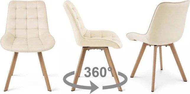 Jedálenská stolička SORIA 360 zamatová, svetlobéžová / hnedé nohy