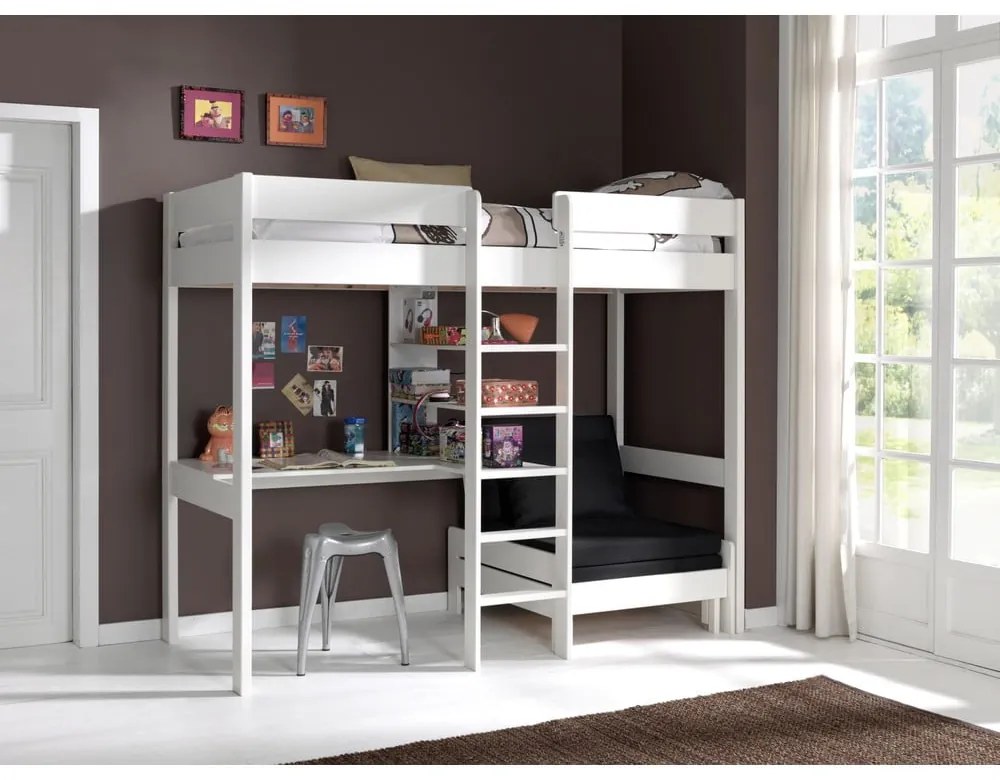 Biela vyvýšená detská posteľ 90x200 cm Pino - Vipack