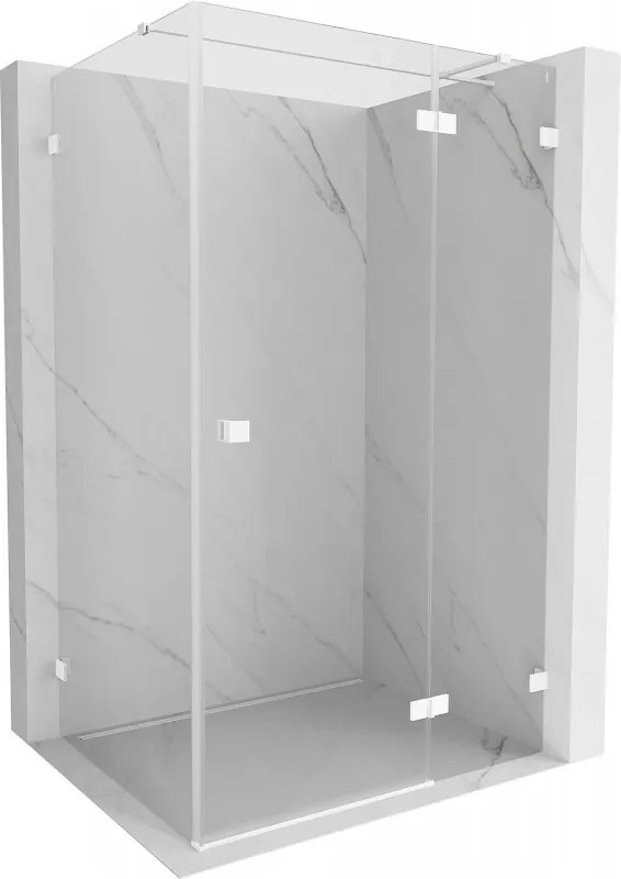 Mexen Lunar T, výklopný sprchový kút pravý 90 x 100 cm, 8mm číre sklo, biely profil, 834T-090-100-20-00-P