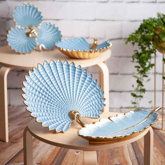 Dekoračný podnos HIRAL 3 03 modrý / zlatý