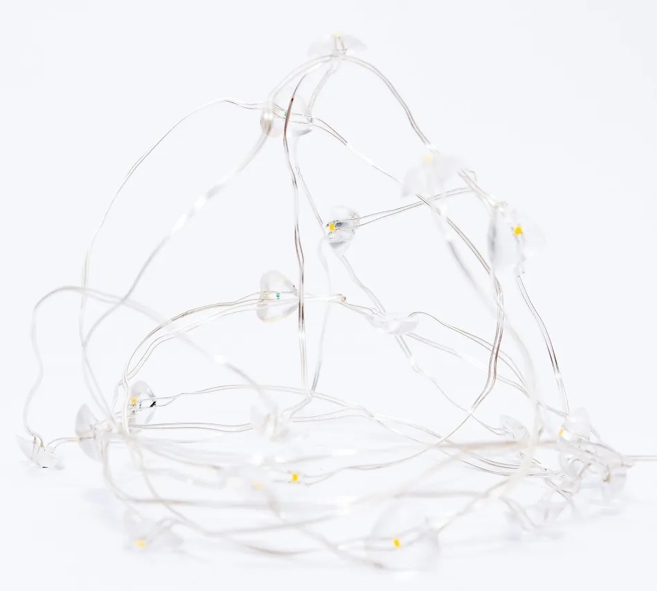 DECOLED Svetelná reťaz LED na batérie, so srdiečkami, teplá biela, 20 LED, 2,3 m