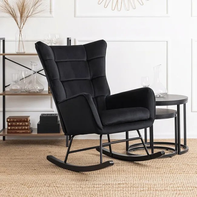 Dizajnové hojdacie kreslo Bergen čierna velúr