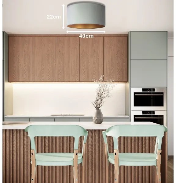 Duolla - Stropné svietidlo ROLLER 1xE27/15W/230V pr. 40 cm svetlozelená/zlatá