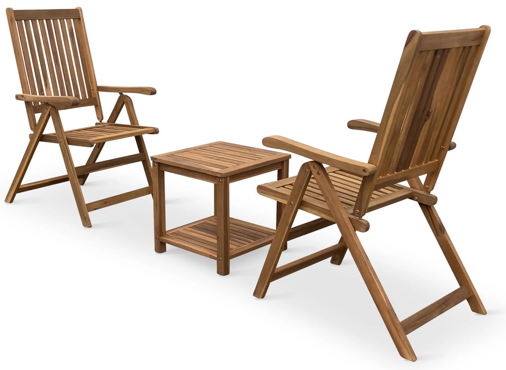 Noela Balkónový set Lotto + 2x drevená polohovacia stolička Viet