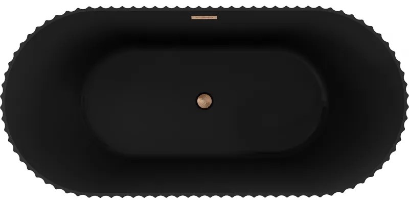 Mexen Paola, voľne stojaca vaňa, drážkovaná, 150 x 75 cm, čierna matná, medená matná, 52721507571-65