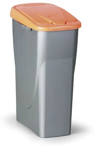 Plastový odpadkový kôš s vekom, 25 l, 215 x 360 x 510 mm, oranžové veko