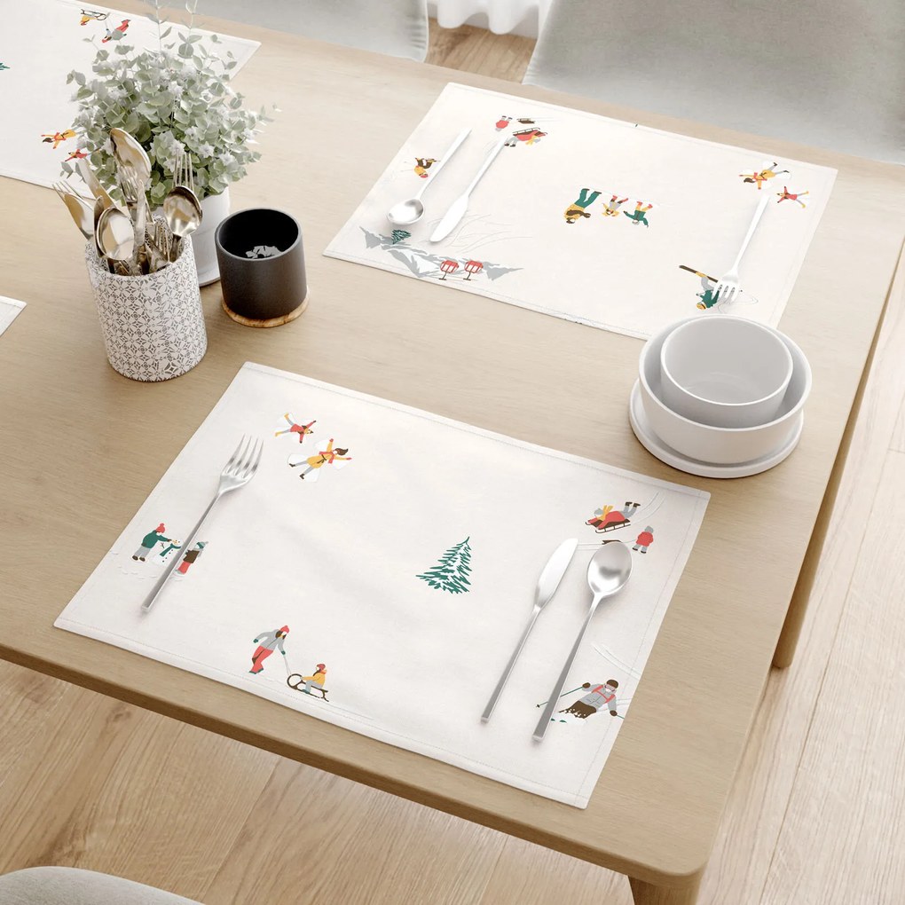 Goldea prestieranie na stôl 100% bavlnené plátno - zimné radovánky - sada 2ks 30 x 40 cm
