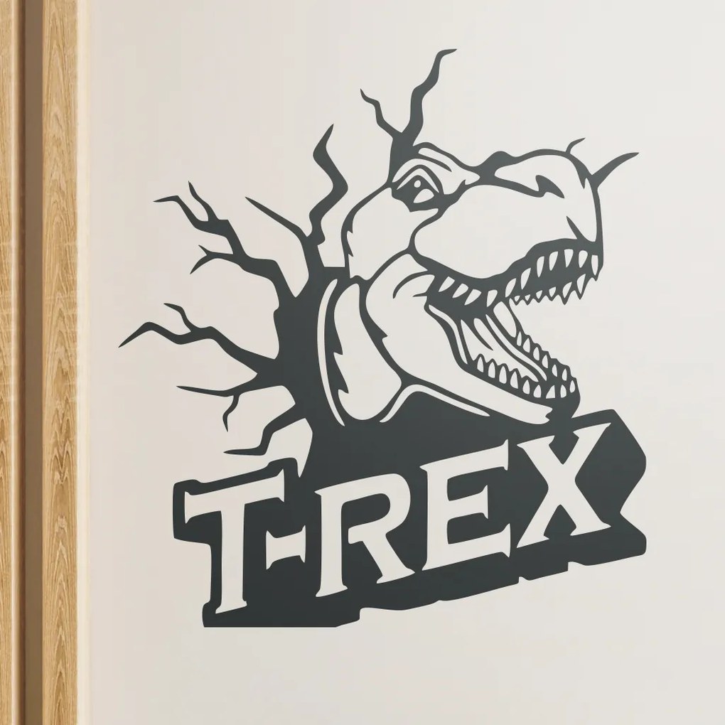 Veselá Stena Samolepka Dinosaurus T-REX Farba: šedá, Veľkosť: 100 x 109 cm