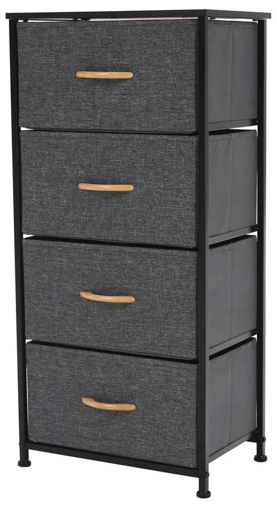 Komoda PALMERA s látkovými zásuvkami, čierna