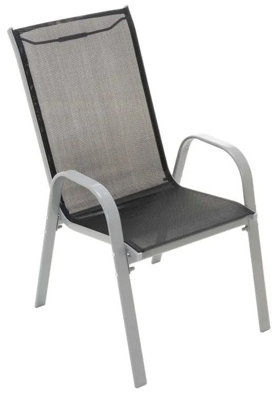 Garthen 40751 Záhradný skladací set stôl + 4 stohovateľné stoličky - čierna