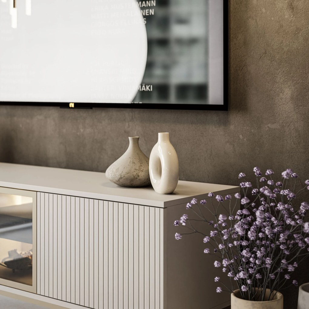 TV stolík ADRIENNE kašmír + Led osvetlenie