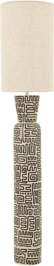 Čierna/krémovobiela stojacia lampa s textilným tienidlom (výška 145 cm) Nairobi – Mauro Ferretti