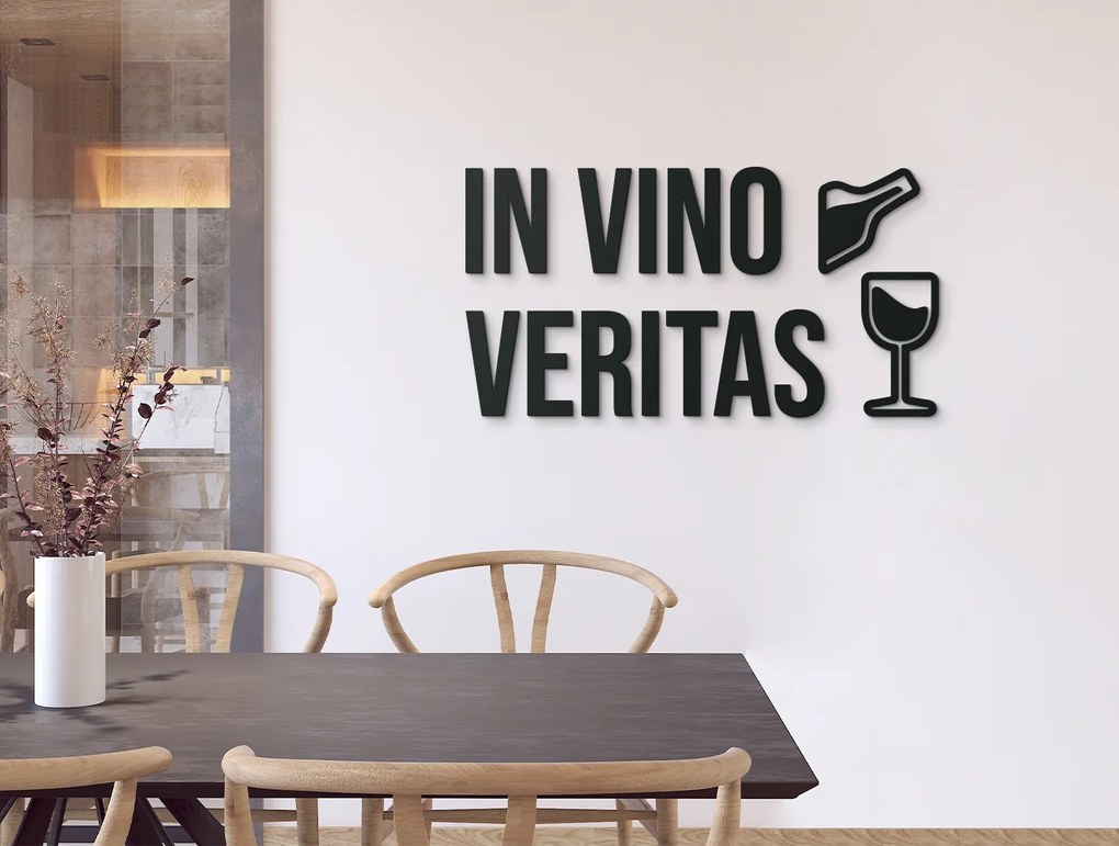 drevko Drevená dekorácia In vino veritas Rozmer obrazu: 21 x 40 cm, Farba dekorácie: Čierna