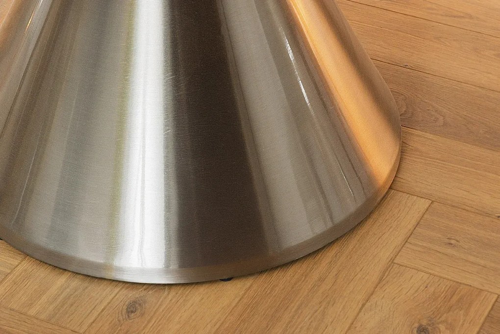 Jedálenský stôl ELEGANCIA 130 cm okrúhly rám chróm čierny mramorový vzhľad