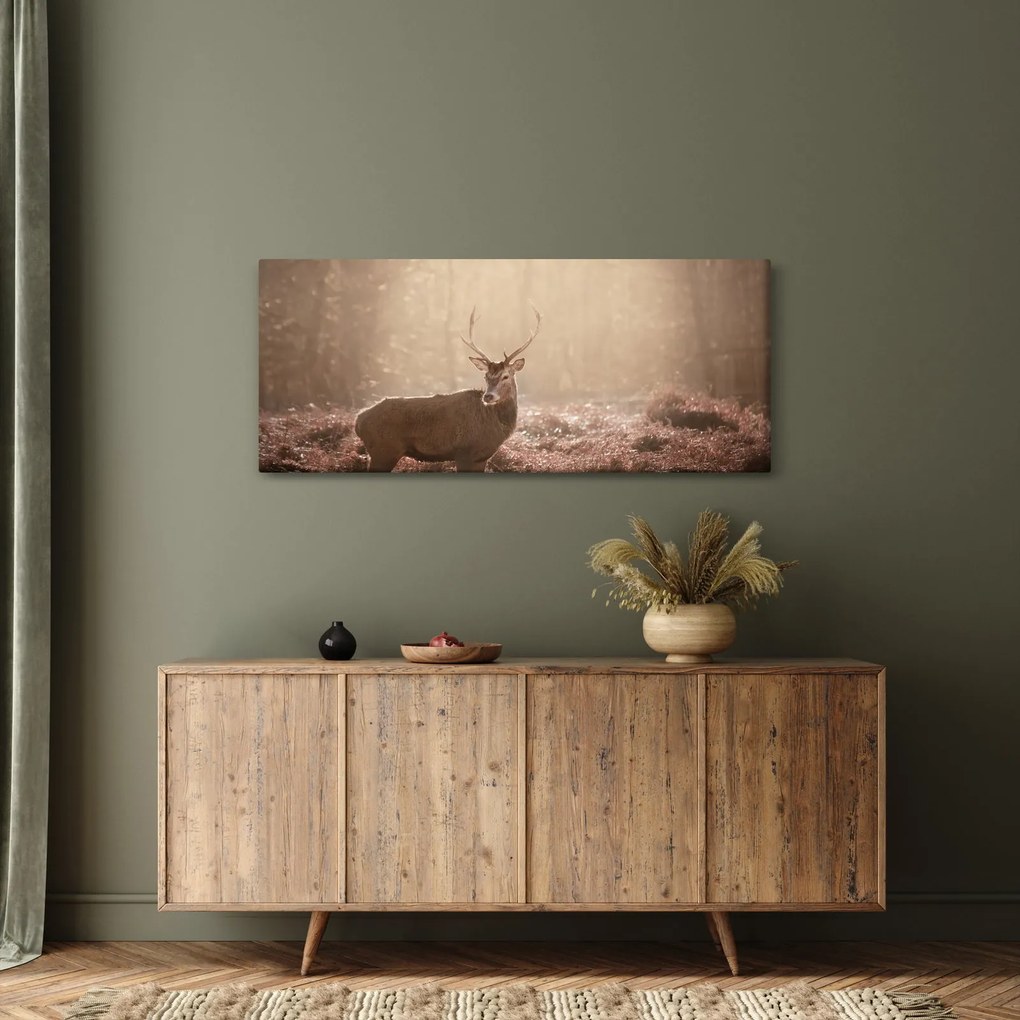 Obraz - Jeleň v lese (120x50 cm)