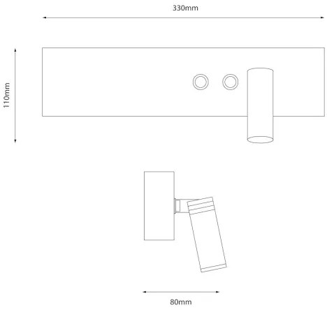 LED Nástenné bodové svietidlo RESORT LED/10W/230V + LED/3W čierne pravé