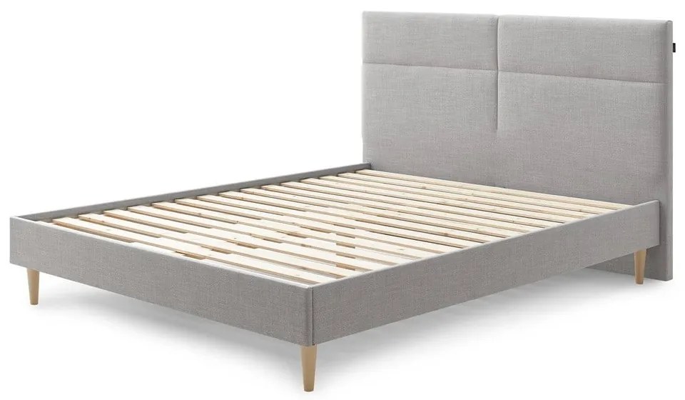 Sivá dvojlôžková posteľ Bobochic Paris Elyna Light, 180 x 200 cm