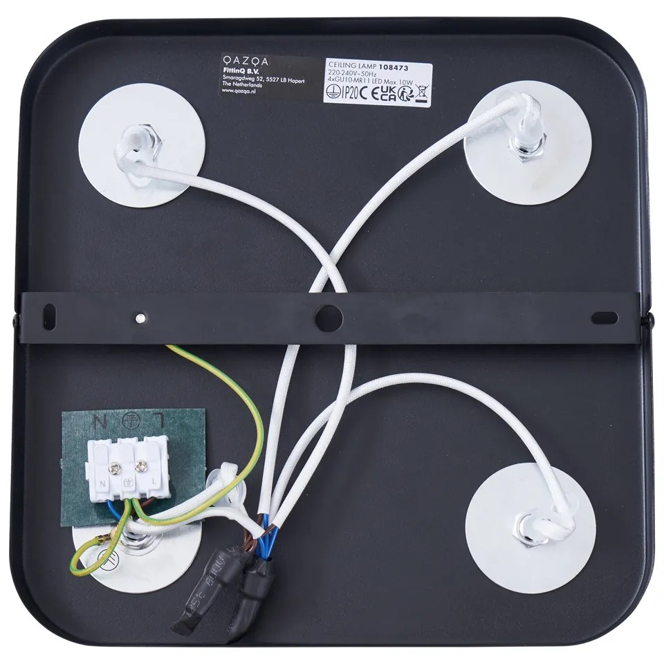 Zaoblené stropné bodové svietidlo čierne GU10 35 mm 4-svetlá otočné a naklápacie - Kate