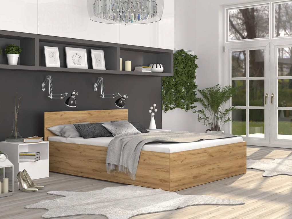Manželská posteľ Dolly s úložným priestorom - dub craft Rozmer: 180x200