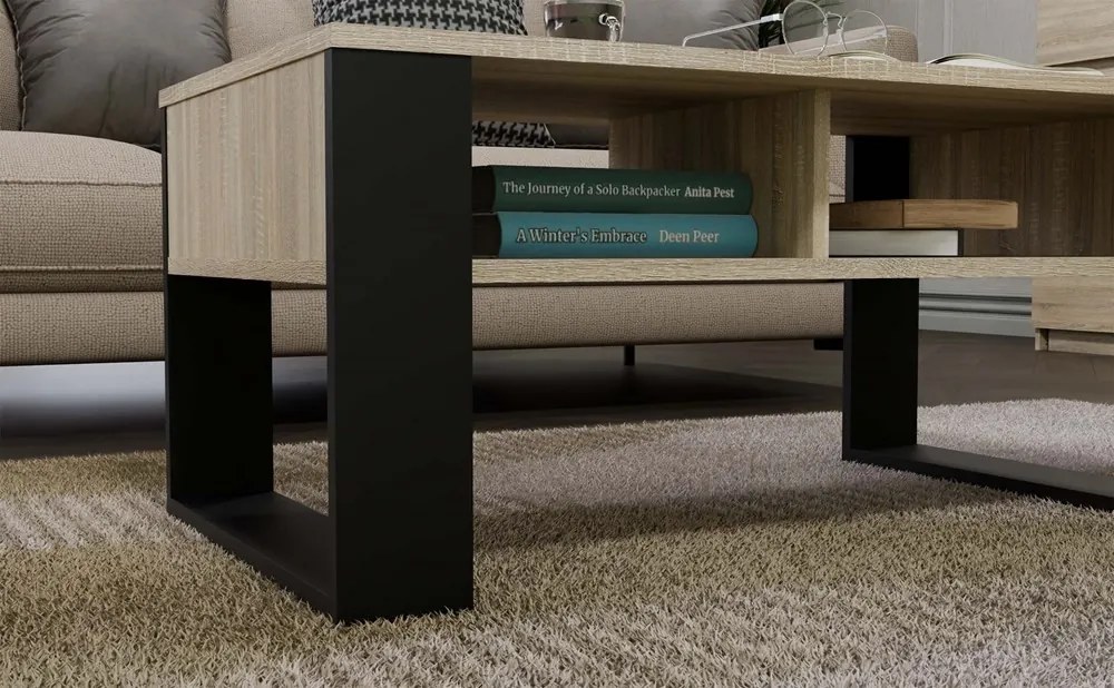 Konferenčný stolík Lawa MODERN 2P dub sonoma/čierna