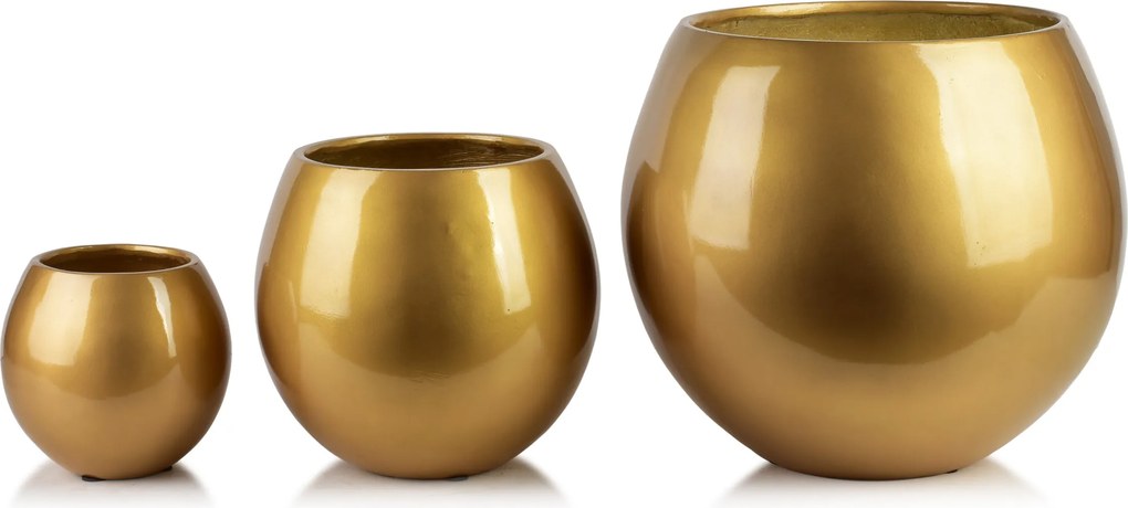 Sada 3 ks keramických květináčů NEVA MARBLE XI zlatá