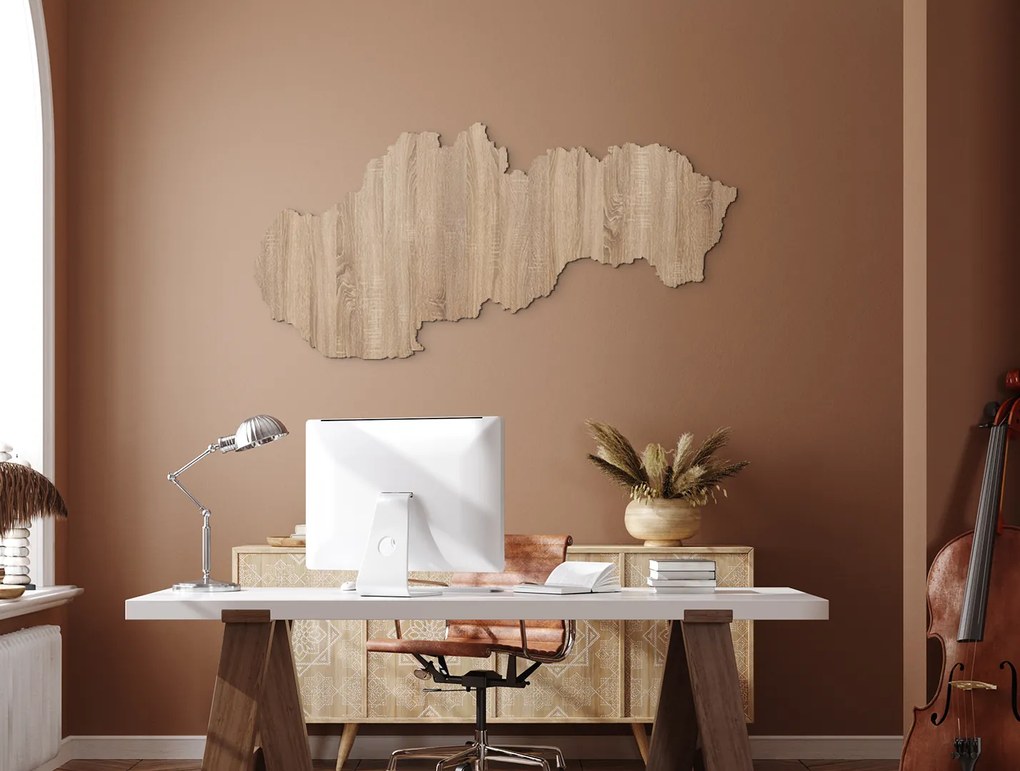 drevko Drevená mapa Slovensko na stenu Rozmer obrazu: 31,5 x 65 cm, Farba dekorácie: Čierna
