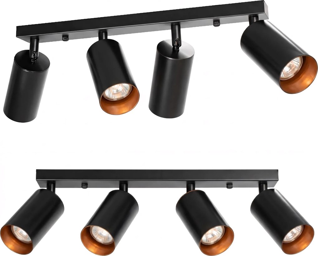 Toolight Toolight, stropné reflektorové svietidlo 4xGU10 60W APP940-4C, čierna, OSW-03858