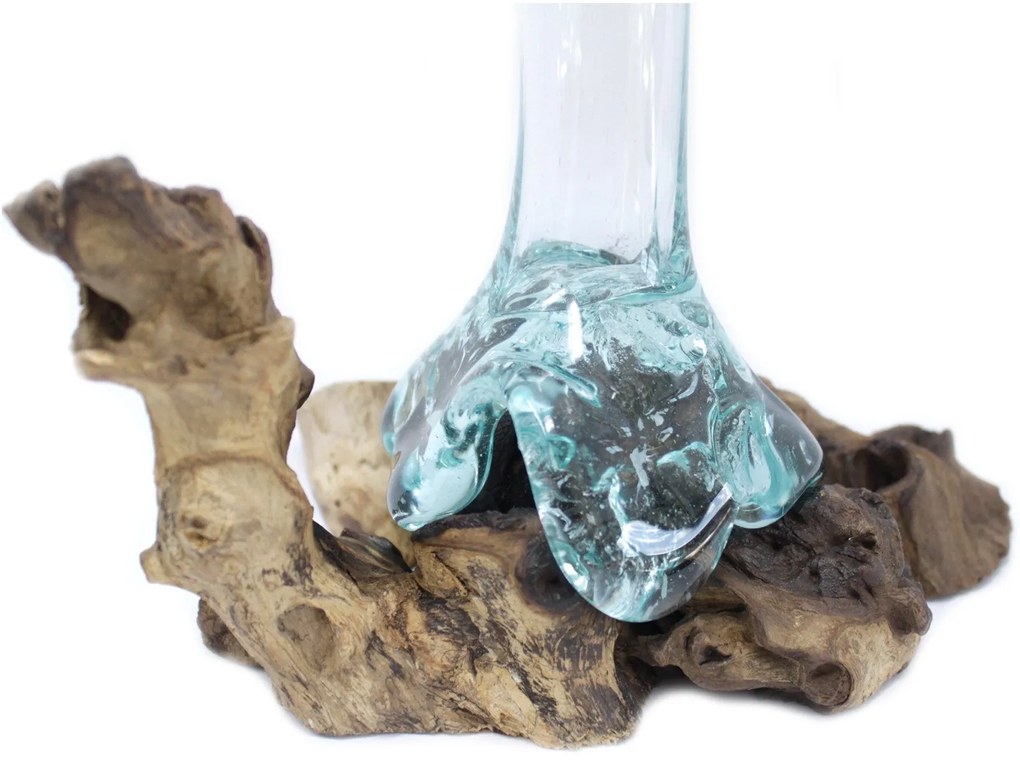 Roztavené sklo na dreve - Váza na kvety