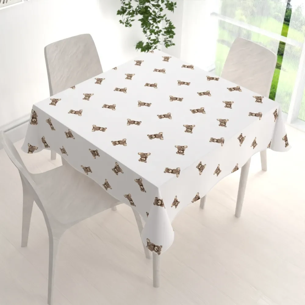 Biante Detský bavlnený štvorcový obrus Sandra SA-531 Medvedíky na bielom 80x80 cm