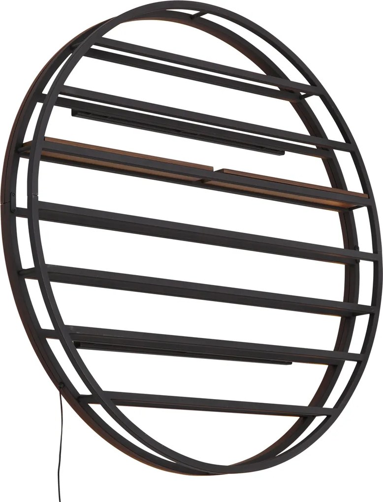 Moderná nástenná lampa čierna s okrúhlym drevom vrátane LED - Wine Rack