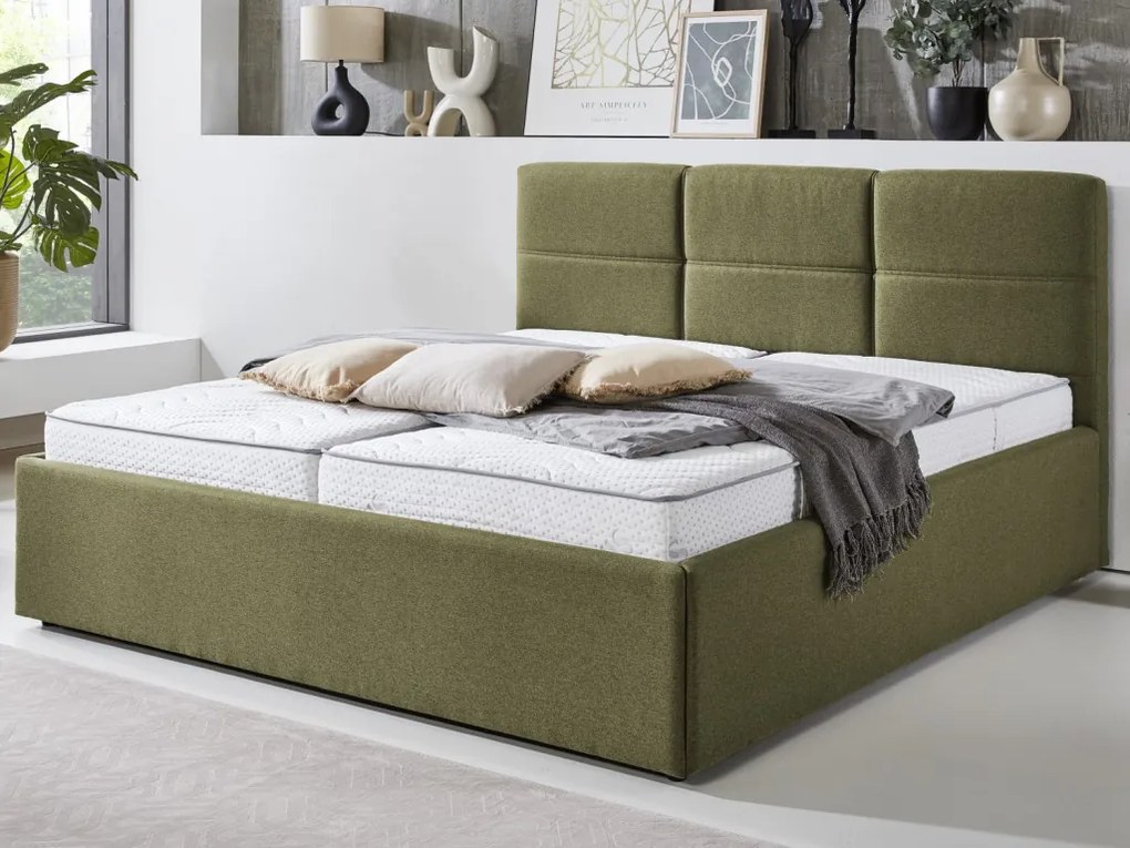 Posteľ Domango 180x200 cm, olivovo zelená látka