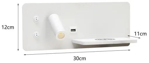 Immax 08285L-LED Nástenné sviet. s pol., USB a bezdr. nab. LED/3W/230V + LED/3W