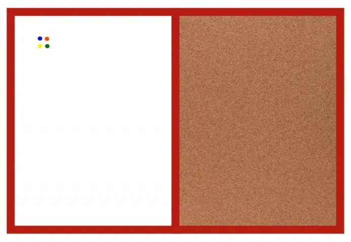 Toptabule.sk KMTDRCER Kombinovaná tabuľa v červenom drevenom ráme 90x60cm