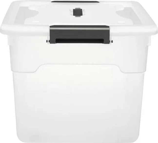 Sada 4 úložných boxov s viečkami, 30 l, plast, priehľadné