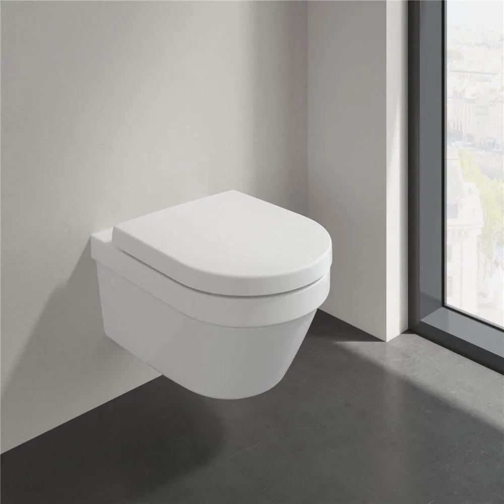 VILLEROY &amp; BOCH Architectura závesné WC s hlbokým splachovaním bez vnútorného okraja, 370 x 530 mm, biela alpská, s povrchom CeramicPlus, 4694R0R1