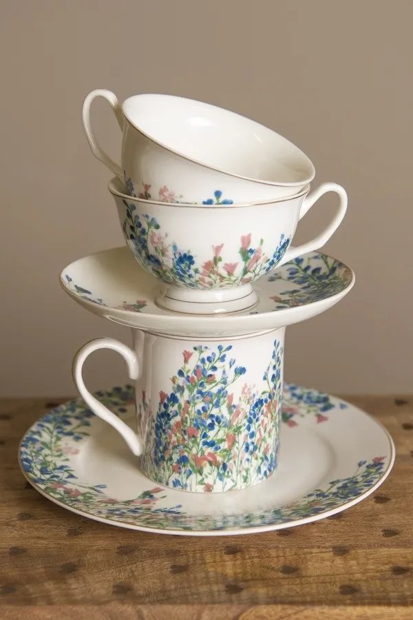 Porcelánový hrnček a kvety Floweries - 12*9*9 cm / 330 ml