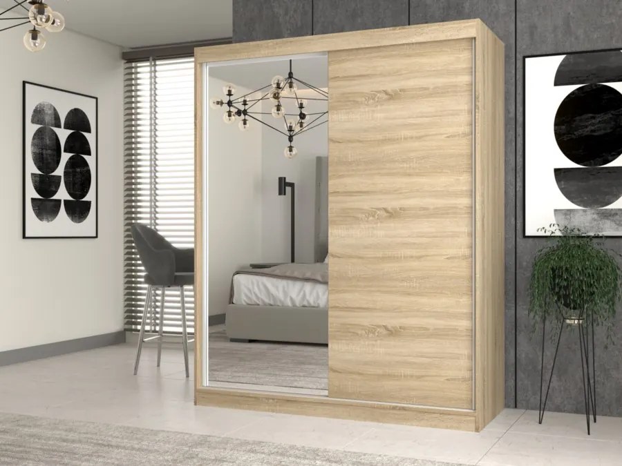 Šatní skříň se zrcadlem Iga 160 cm dub Sonoma