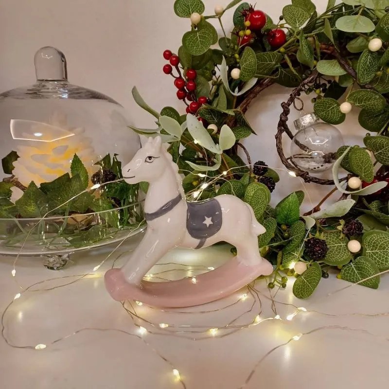 DECOLED Keramický hojdací kôň, 14,8 x 3,7 x 13,5 cm