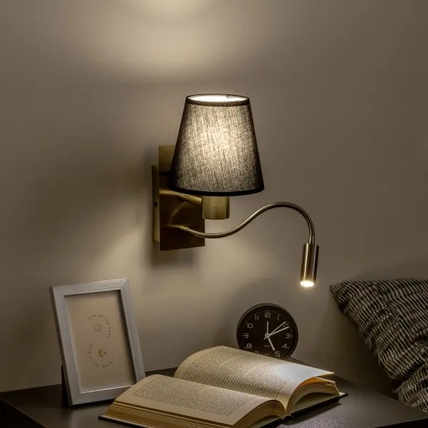 Brilagi - LED Nástenná lampa NUBILA 1xE27/25W/230V + LED/3W mosadz/čierna