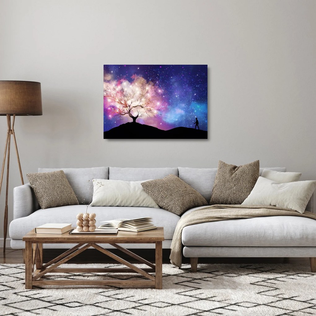 Sklenený obraz - Vesmírny strom (70x50 cm)