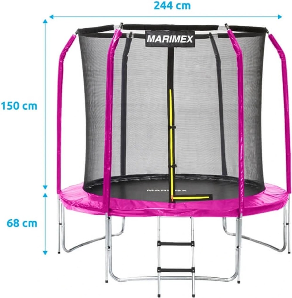 Marimex | Trampolína Marimex Standard 244 cm ružová + ochranná sieť + rebrík ZADARMO | 19000110