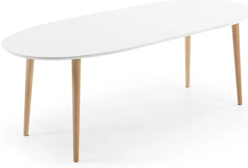 Biely rozkladací jedálenský stôl s bielou doskou 90x140 cm Oqui – Kave Home